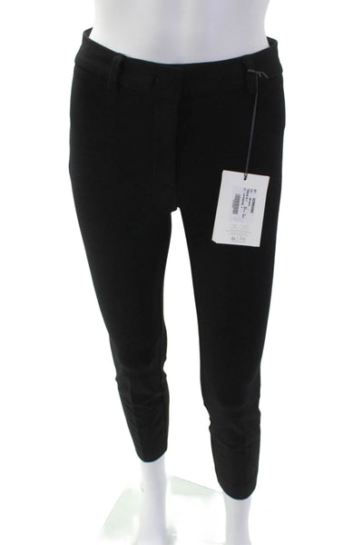 Via Masini 80 Womens High Rise Pleated Slim Straight Pants Black Size 38