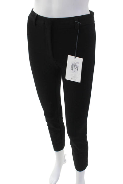 Via Masini 80 Womens High Rise Pleated Slim Straight Pants Black Size 38