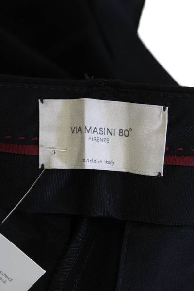 Via Masini 80 Womens High Rise Pleated Slim Straight Pants Black Size 38