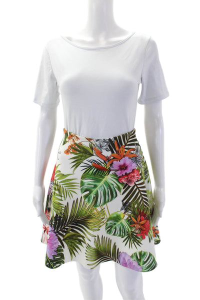 Clover Canyon Womens Graphic Floral Print Mini Skater Skirt Multicolor Size S