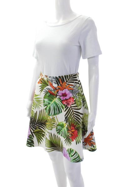 Clover Canyon Womens Graphic Floral Print Mini Skater Skirt Multicolor Size S