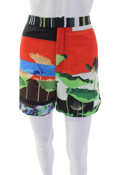Clover Canyon Womens Graphic Print Casual Zip Fly Shorts Multicolor Size L