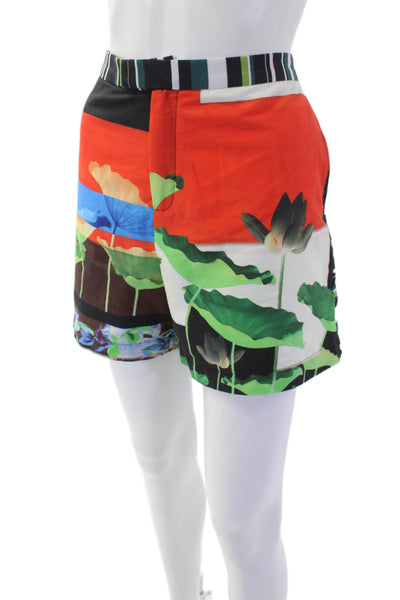 Clover Canyon Womens Graphic Print Casual Zip Fly Shorts Multicolor Size L