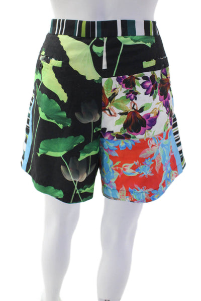 Clover Canyon Womens Graphic Print Casual Zip Fly Shorts Multicolor Size L