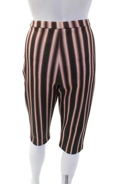 Clover Canyon Womens Striped Print Cropped Leggings Shorts Multicolor Size M