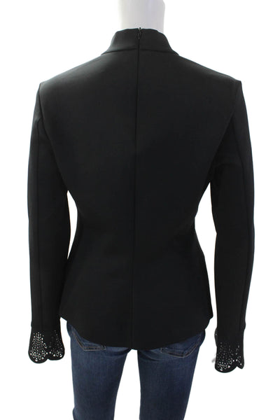 Clover Canyon Womens Cutout Long Sleeve Mock Neck Zip Back Blouse Black Size L