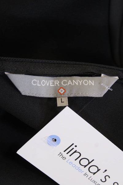 Clover Canyon Womens Cutout Long Sleeve Mock Neck Zip Back Blouse Black Size L