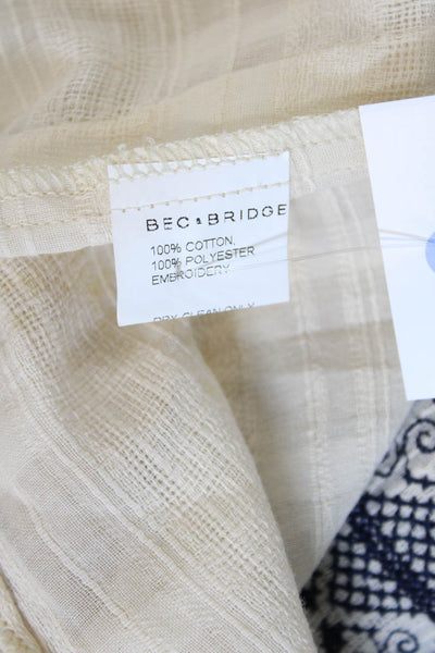 Bec & Bridge Womens Embroidered A Line Dress White Navy Blue Size 2