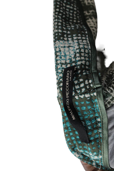 Maurizio Pecoraro Womens Abstract Print Cuffed Pants Teal Blue Green Size 10
