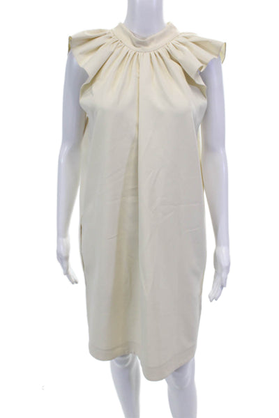 Victoria Victoria Beckham Womens Short Wing Sleeves Shift Dress White Size 2