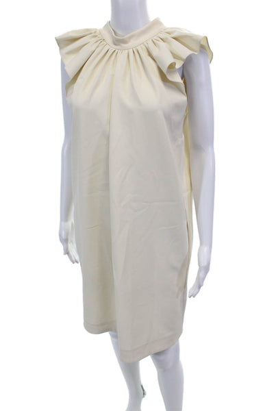 Victoria Victoria Beckham Womens Short Wing Sleeves Shift Dress White Size 2