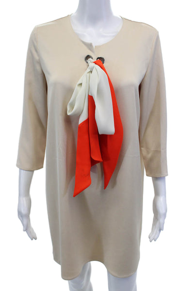 Hotel Particulier Womens Knee Length Long Sleeves Dress Beige Size Small