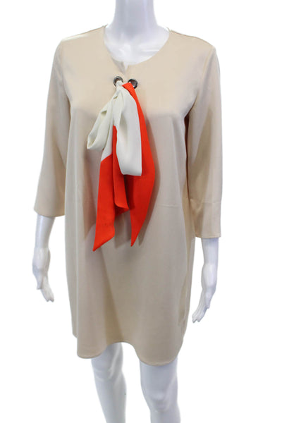 Hotel Particulier Womens Knee Length Long Sleeves Dress Beige Size Small