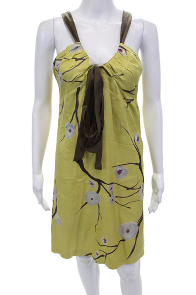 Hoss Intropia Womens Floral Print Sleeveless Dress Yellow Size EUR 38