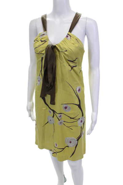 Hoss Intropia Womens Floral Print Sleeveless Dress Yellow Size EUR 38