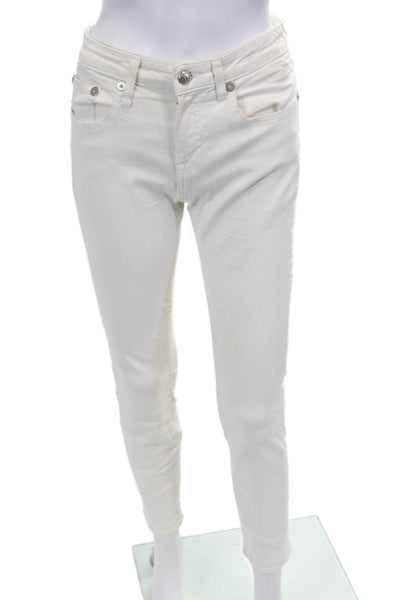 R13 Womens High Rise Alison Crop Skinny Leg Jeans White Cotton Size 30