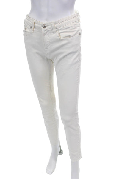 R13 Womens High Rise Alison Crop Skinny Leg Jeans White Cotton Size 30