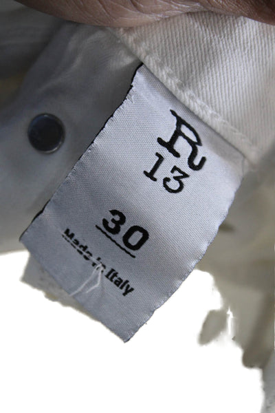 R13 Womens High Rise Alison Crop Skinny Leg Jeans White Cotton Size 30