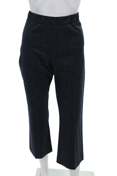 D. Exterior Womens Floral Print Pull On High Rise Pants Navy Blue Size Small
