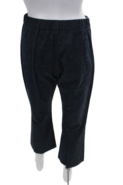 D. Exterior Womens Floral Print Pull On High Rise Pants Navy Blue Size Small