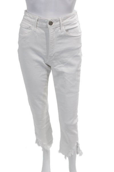 3x1 NYC Womens High Rise Raw Hem Jeans White Cotton Size 27