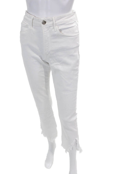 3x1 NYC Womens High Rise Raw Hem Jeans White Cotton Size 27