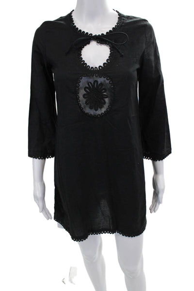Anya Hindmarch Womens Key Hole Neck Cover Up Dress Black Cotton Size Small