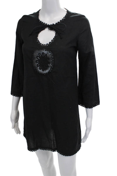 Anya Hindmarch Womens Key Hole Neck Cover Up Dress Black Cotton Size Small