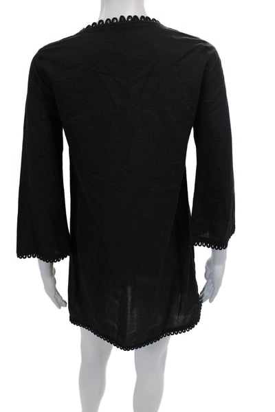 Anya Hindmarch Womens Key Hole Neck Cover Up Dress Black Cotton Size Small