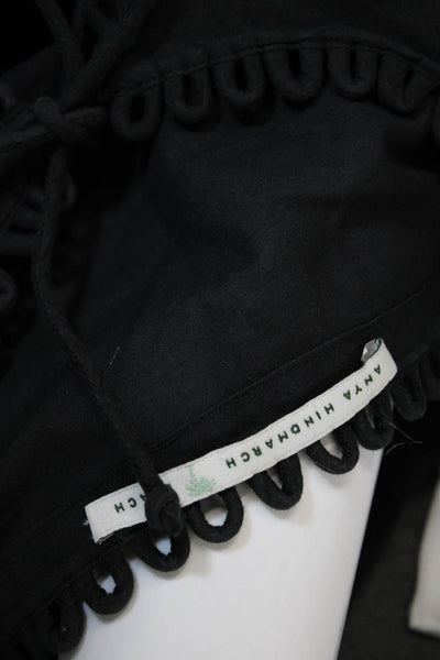 Anya Hindmarch Womens Key Hole Neck Cover Up Dress Black Cotton Size Small