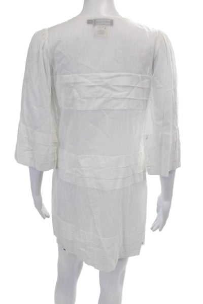 Antik Batik Womens Beaded V Neck Long Sleeves Dress White Size Extra Small