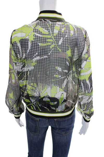 D. Exterior Womens Abstract Print Full Zipper Jacket Green Brown Size Small