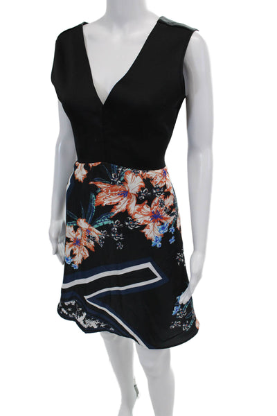Clover Canyon Womens Floral Print Sleeveless Mini Flare Dress Multicolor Size L