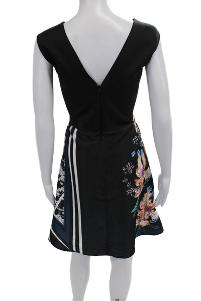 Clover Canyon Womens Floral Print Sleeveless Mini Flare Dress Multicolor Size L