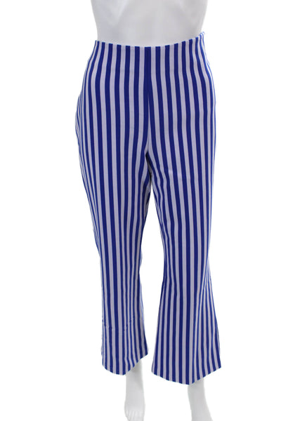Clover Canyon Womens Striped Print Wide Leg Stretch Pants Blue Purple Size L