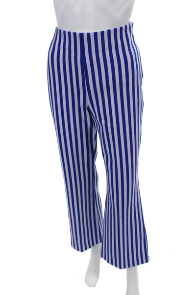 Clover Canyon Womens Striped Print Wide Leg Stretch Pants Blue Purple Size L