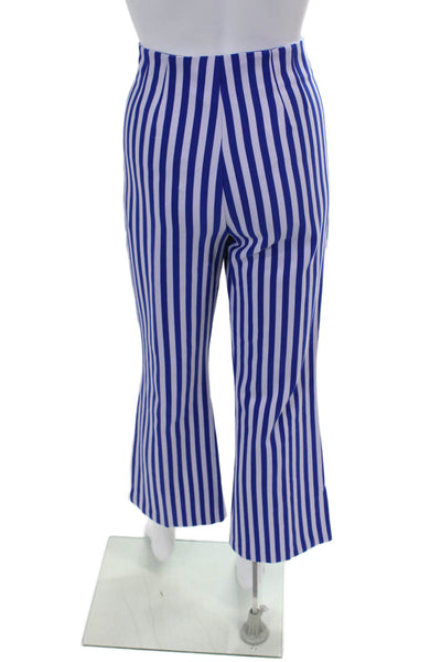 Clover Canyon Womens Striped Print Wide Leg Stretch Pants Blue Purple Size L