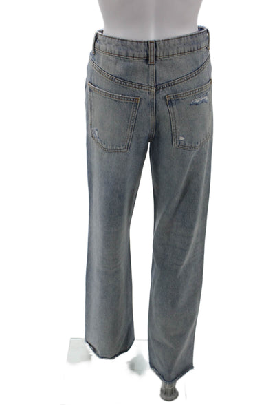 Zara Womens High Rise Light Wash Wide Leg Jeans Blue Cotton Size 2