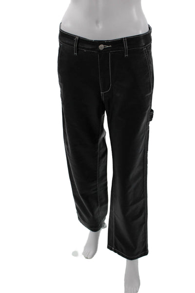 BDG Womens Leather High Rise Carpenter Straight Leg Pants Black Size 25