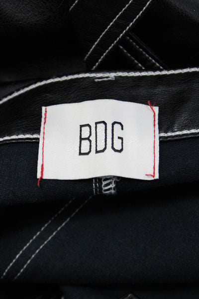 BDG Womens Leather High Rise Carpenter Straight Leg Pants Black Size 25