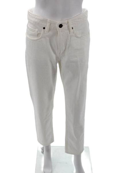 Zara Womens High Rise Slim Leg Jeans Optic White Cotton Size 2