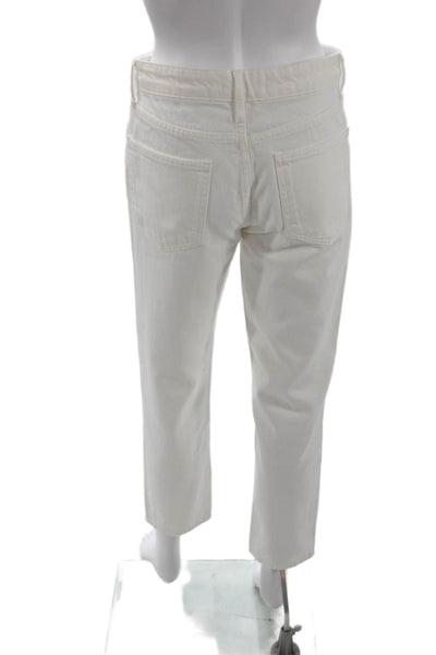 Zara Womens High Rise Slim Leg Jeans Optic White Cotton Size 2