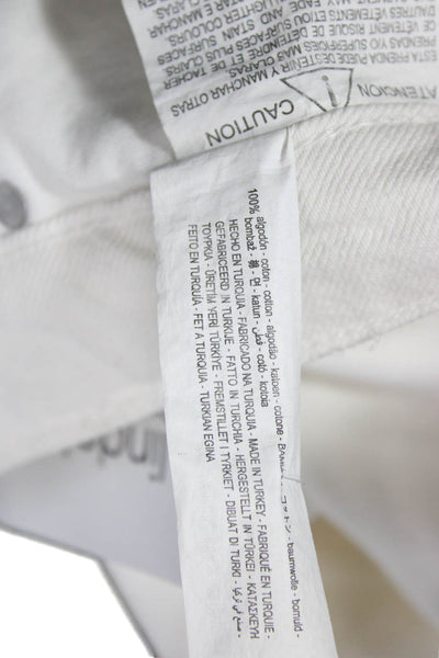 Zara Womens High Rise Slim Leg Jeans Optic White Cotton Size 2