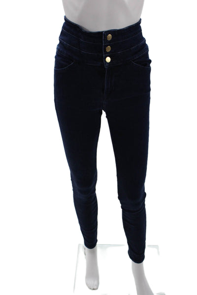 J Brand Womens Cotton High Waisted Buttoned Detail Skinny Jeans Blue Size 27