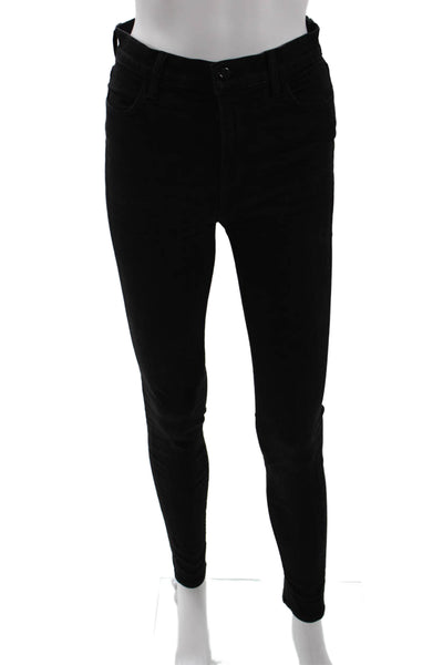 J Brand Womens Cotton Pocketed Mid Rise Skinny Jeans Solid Black Size 28