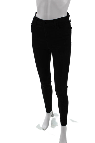 J Brand Womens Cotton Pocketed Mid Rise Skinny Jeans Solid Black Size 28