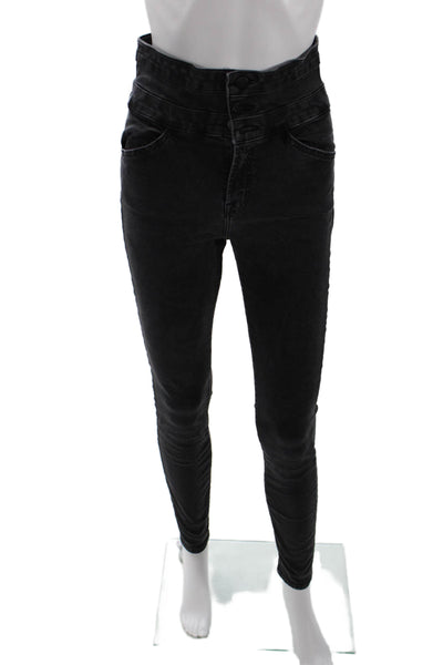 J Brand Womens Cotton High Waisted Buttoned Pocketed Skinny Jeans Black Size 27