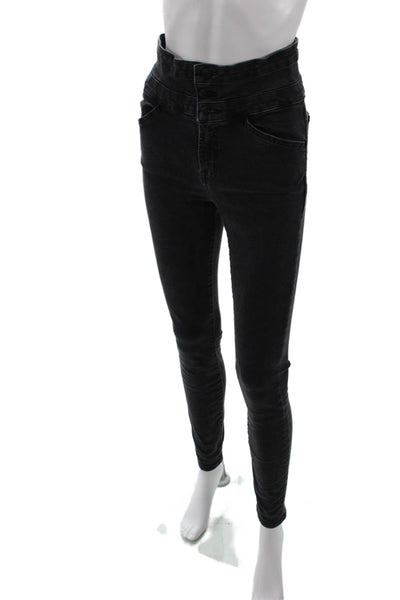 J Brand Womens Cotton High Waisted Buttoned Pocketed Skinny Jeans Black Size 27