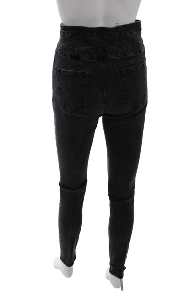 J Brand Womens Cotton High Waisted Buttoned Pocketed Skinny Jeans Black Size 27