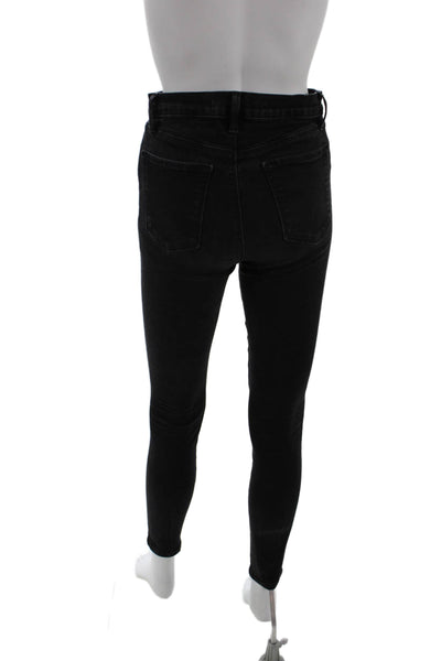 J Brand Womens Cotton Five Pocketed Mid Rise Skinny Jeans Solid Black Size 28